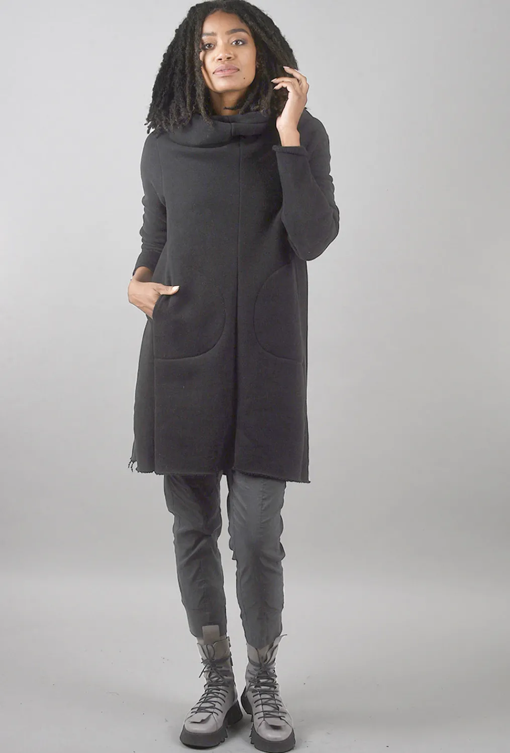 Online Evie Lou Velvet Fleece Ricky Tunic, Black