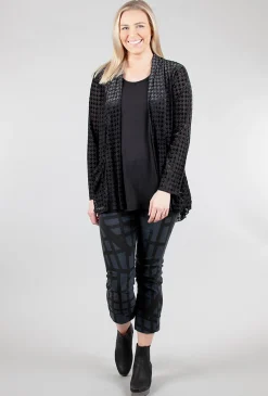 Best Evie Lou Velvet Houndstooth Mesh Cardie, Black