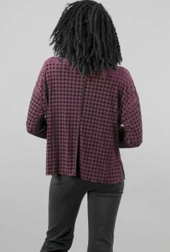 Sale Evie Lou Velvet Mesh Houndstooth Cowl, Plum