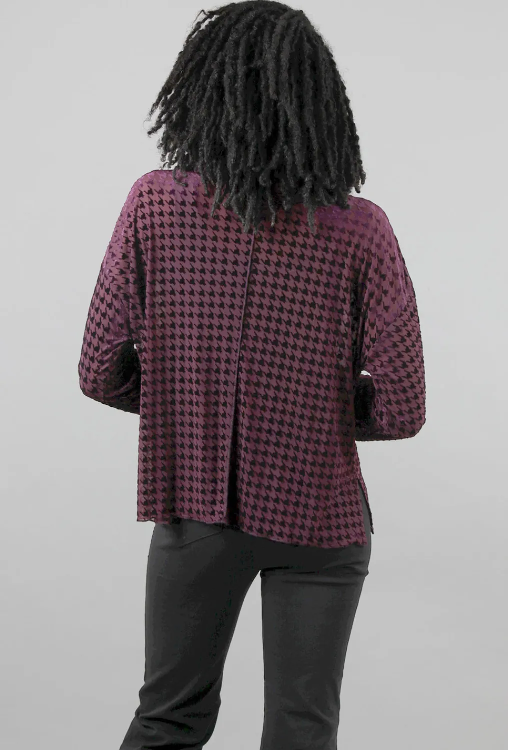 Sale Evie Lou Velvet Mesh Houndstooth Cowl, Plum
