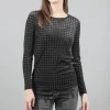 Best Evie Lou Velvet Mesh Houndstooth Tee, Black