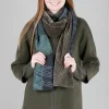 Cheap Evie Lou Velvet/Silk Scarf, Khaki/Black Dot