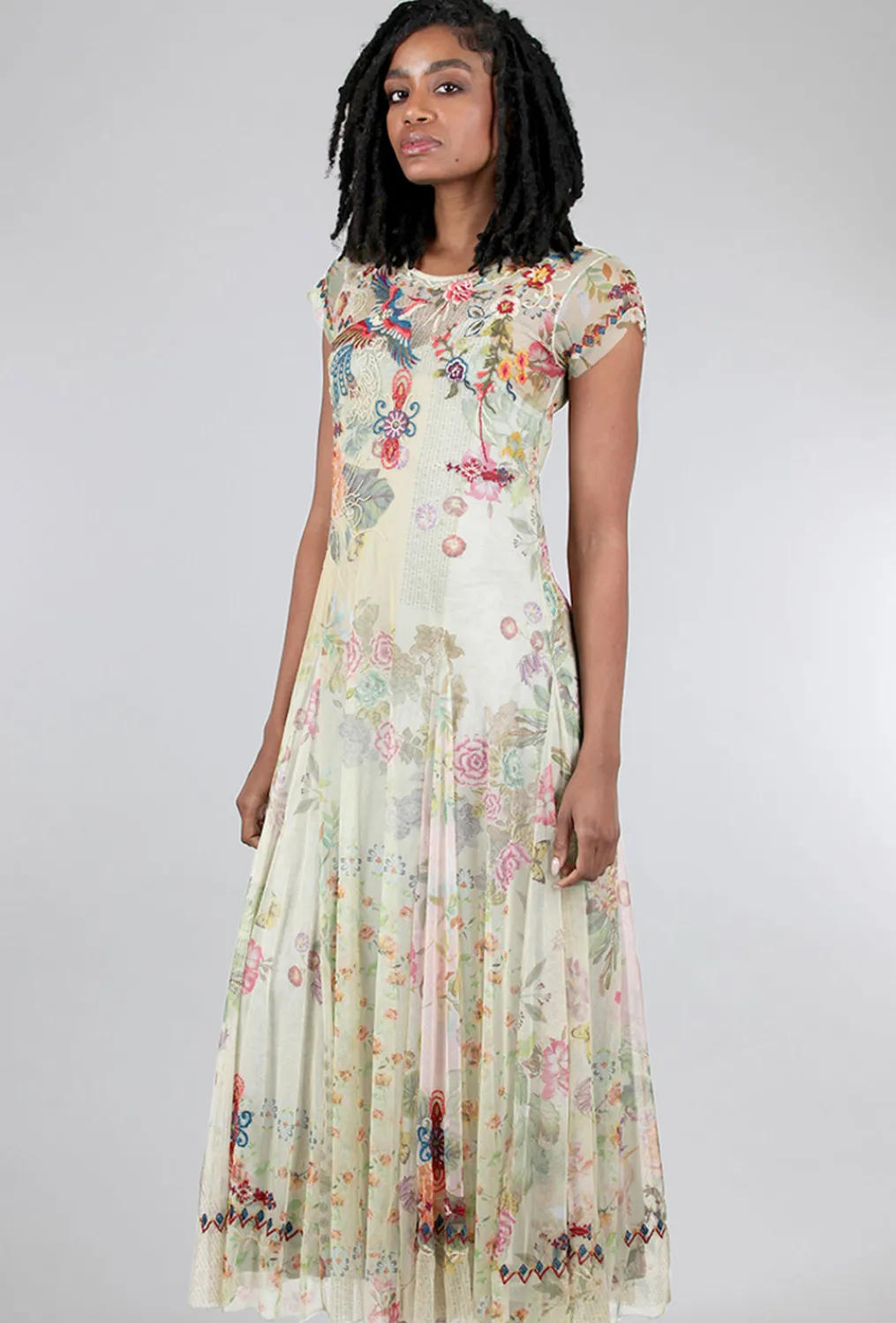 Store Evie Lou Verde Mesh Dress, Cream