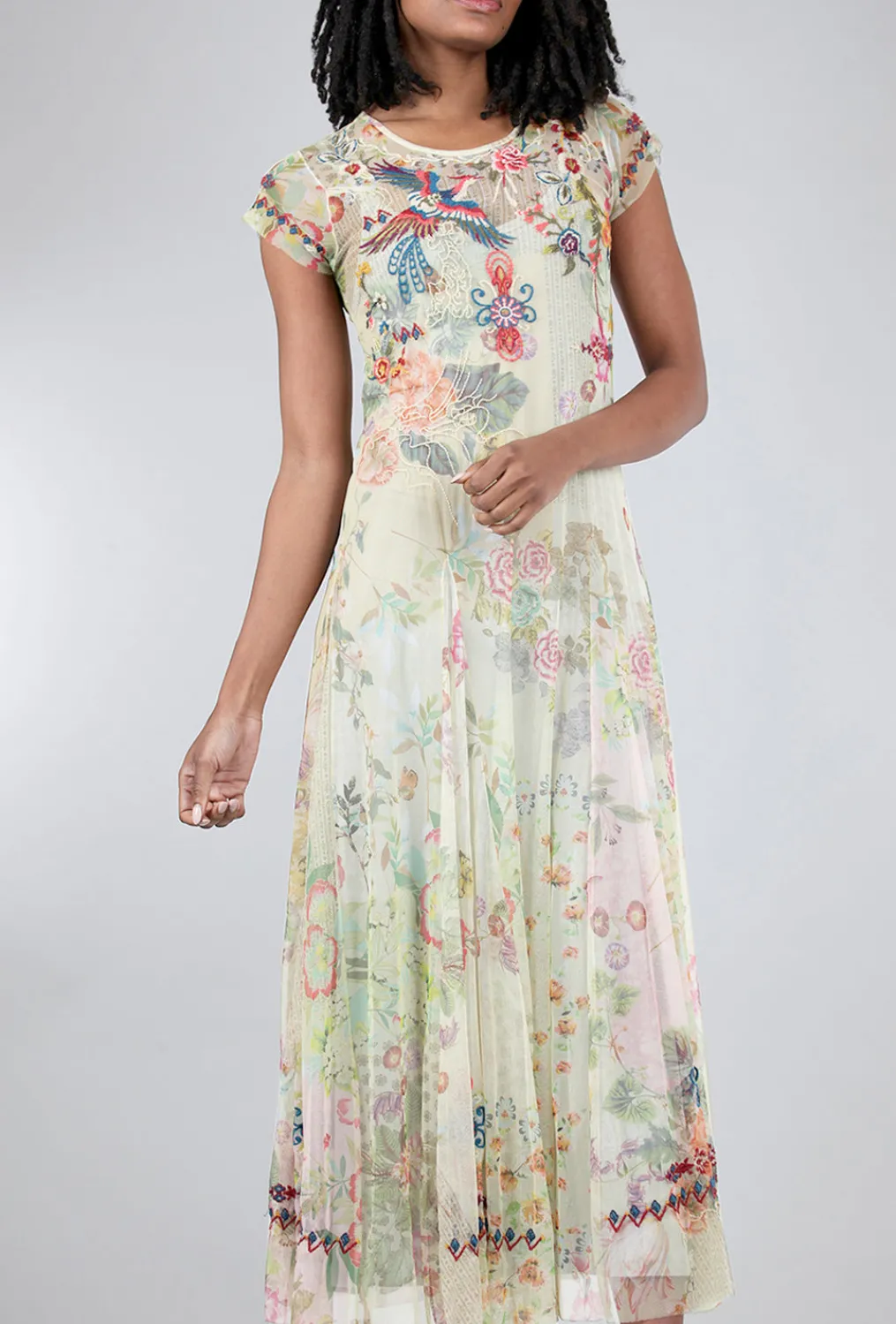 Store Evie Lou Verde Mesh Dress, Cream