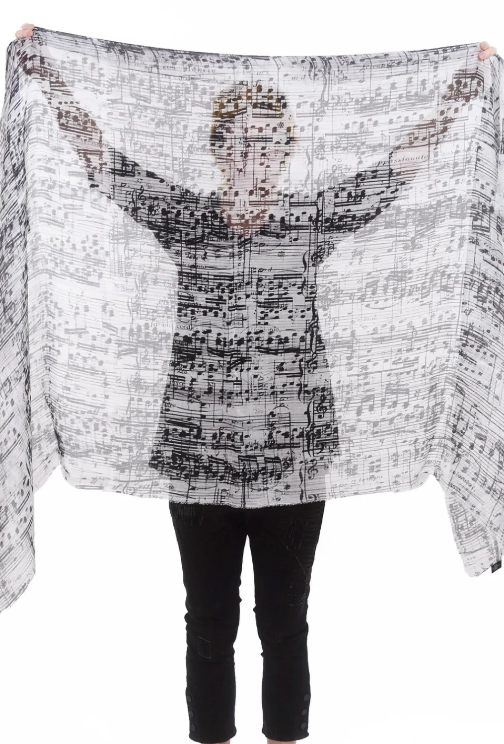 Cheap Evie Lou Vintage Artisan Scarf, Music Notes/Black/White