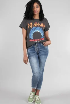 New Evie Lou Vintage Band Tee, Black/Def Leppard