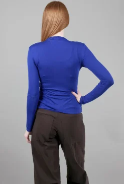 Outlet Evie Lou Viscose Jersey Twist Top, Cobalt