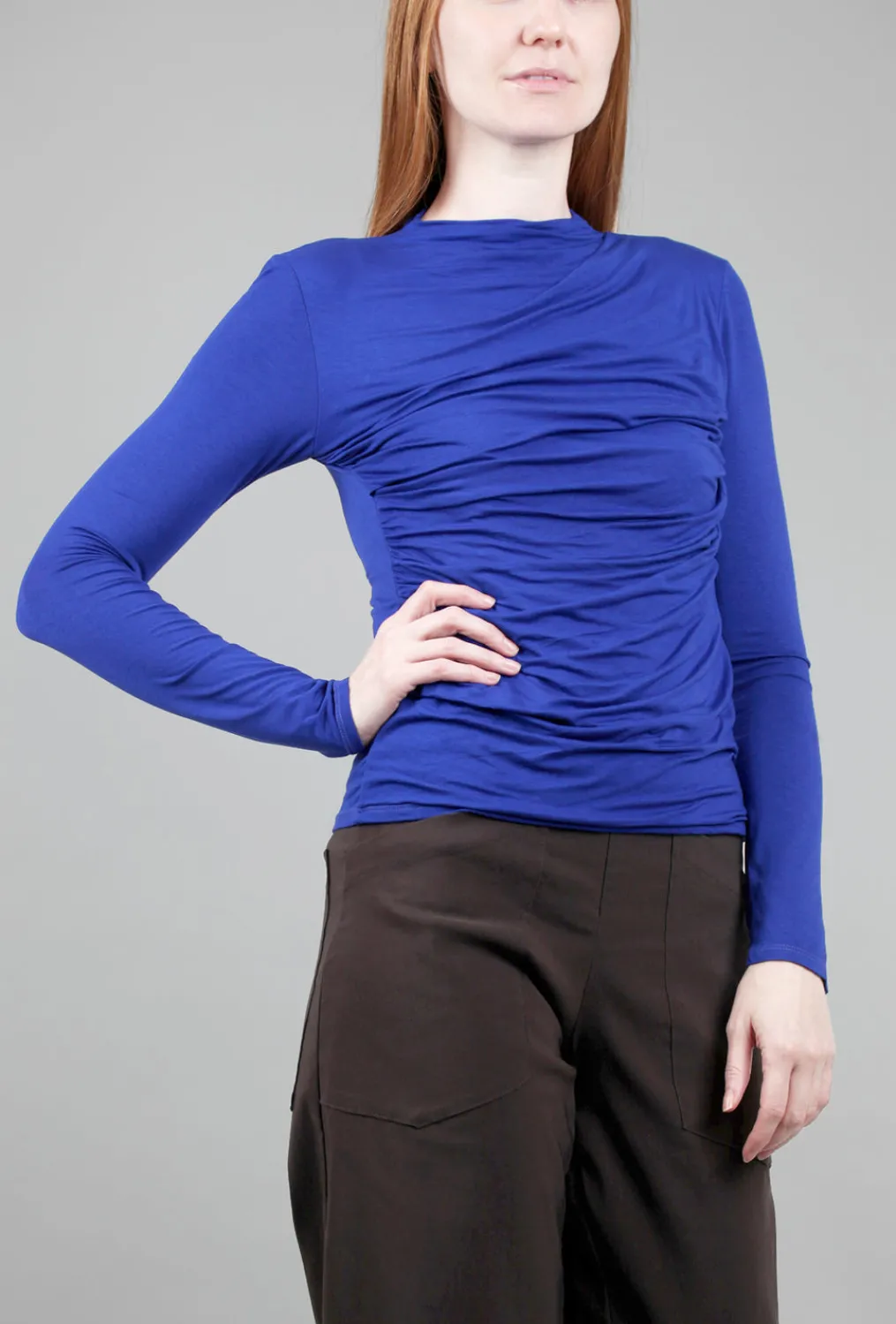 Outlet Evie Lou Viscose Jersey Twist Top, Cobalt
