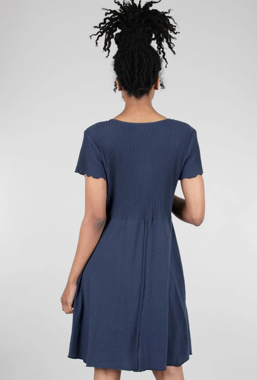 Fashion Evie Lou V-Neck Combo Tee Dress, Navy Ink