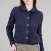 Clearance Evie Lou Waffle Crop Jacket, Navy
