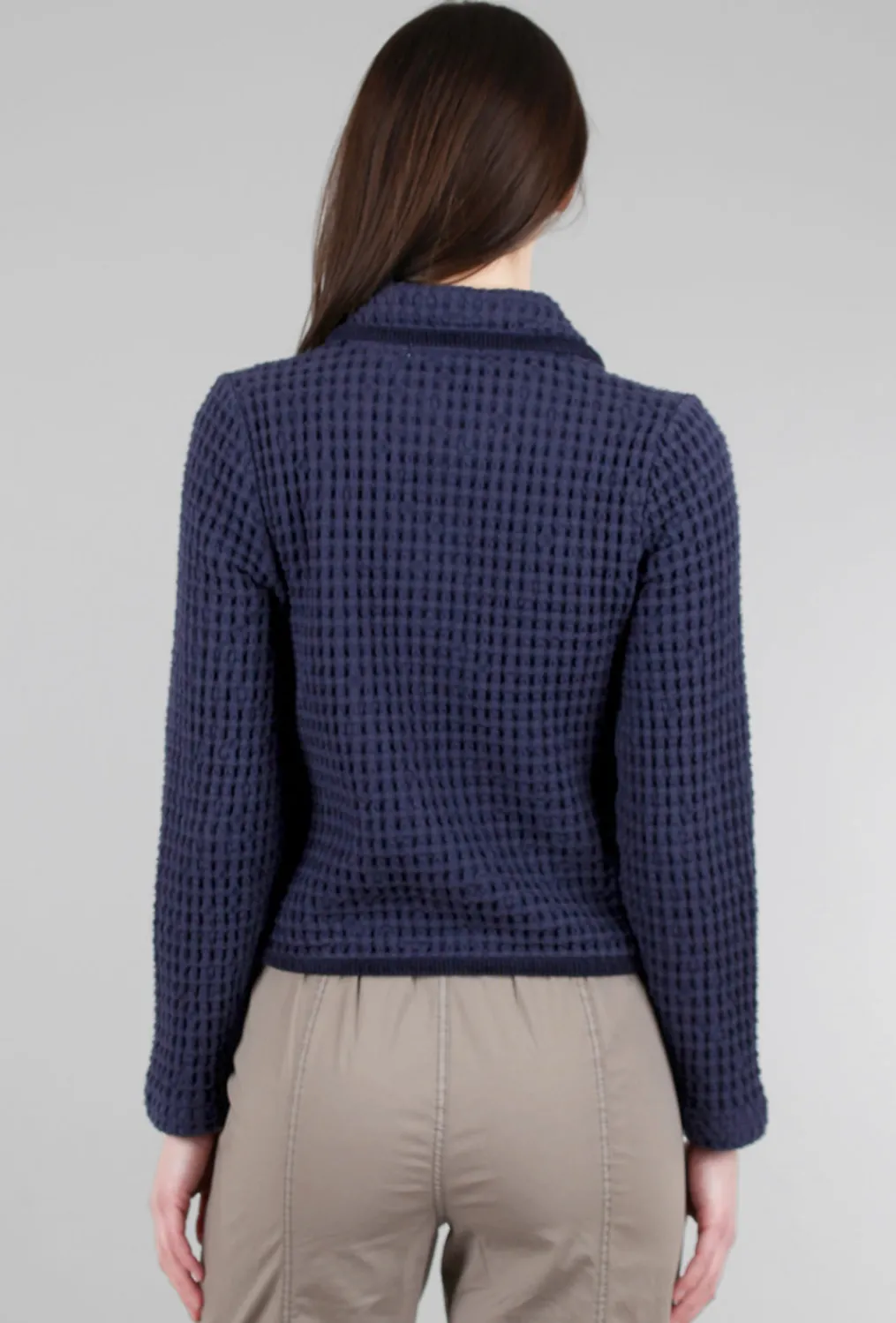 Clearance Evie Lou Waffle Crop Jacket, Navy
