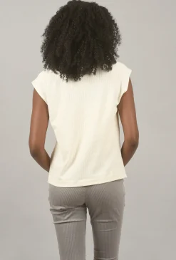 Shop Evie Lou Waffle Square-Neck Tee, Oyster