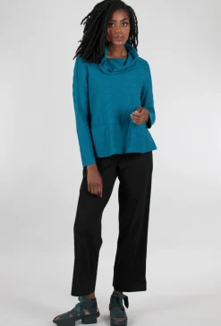 Best Sale Evie Lou Waterfall Knit Cowl Top, Teal