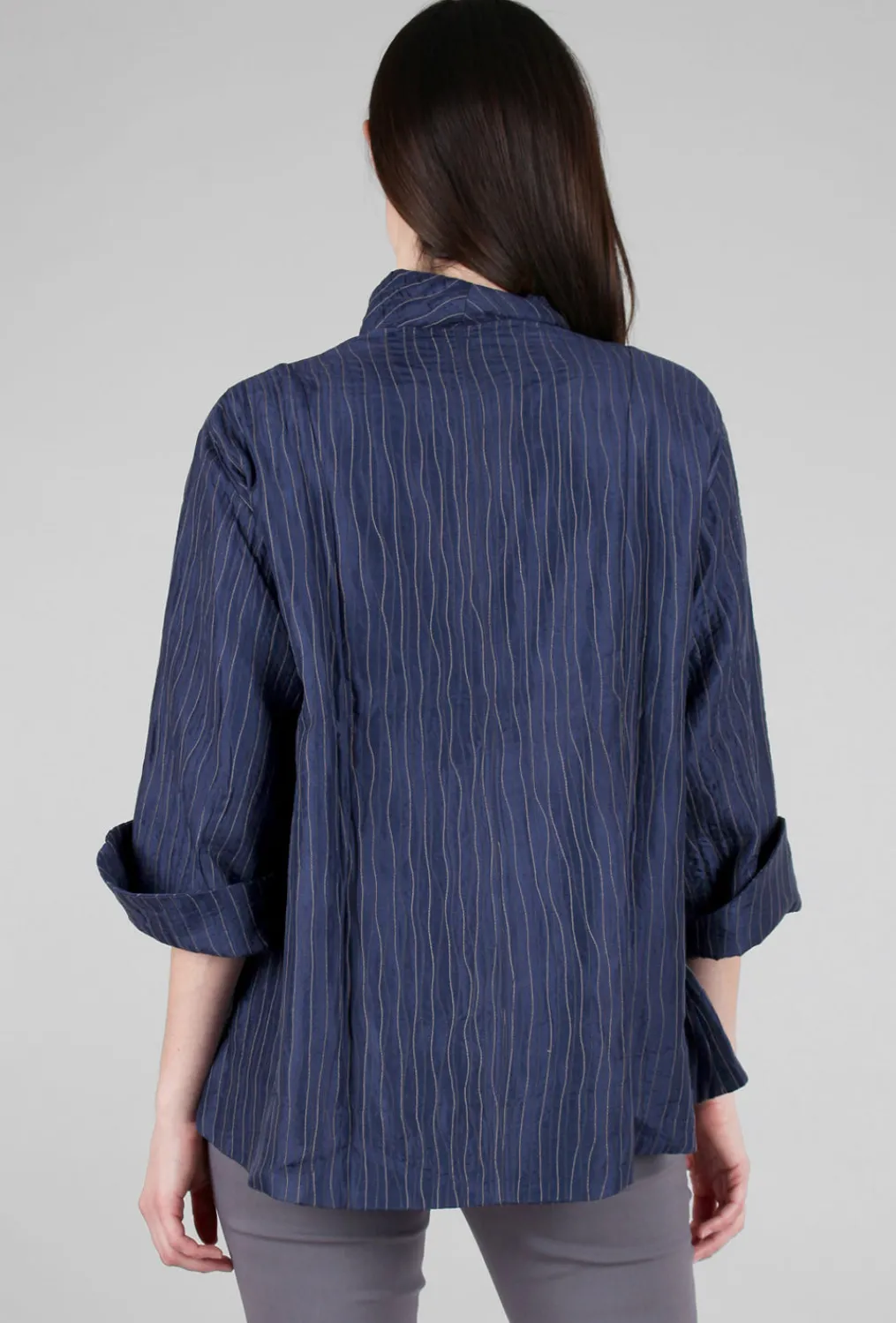 Best Evie Lou Wave Stitch Silk Jacket, Navy