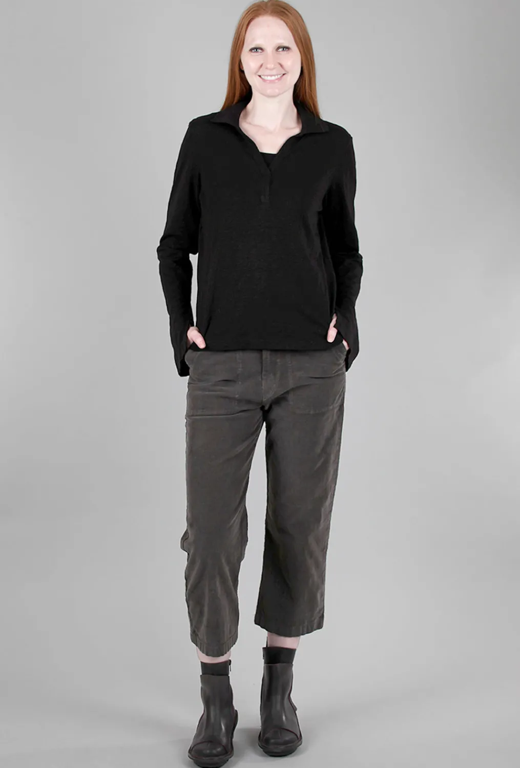 Cheap Evie Lou Wilt Collar Placket Tee, Black