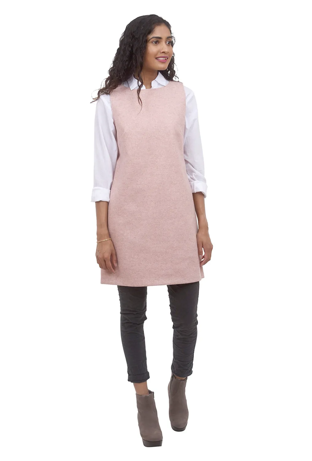 Sale Evie Lou Woolly Seamed Shift Dress, Rose Quartz