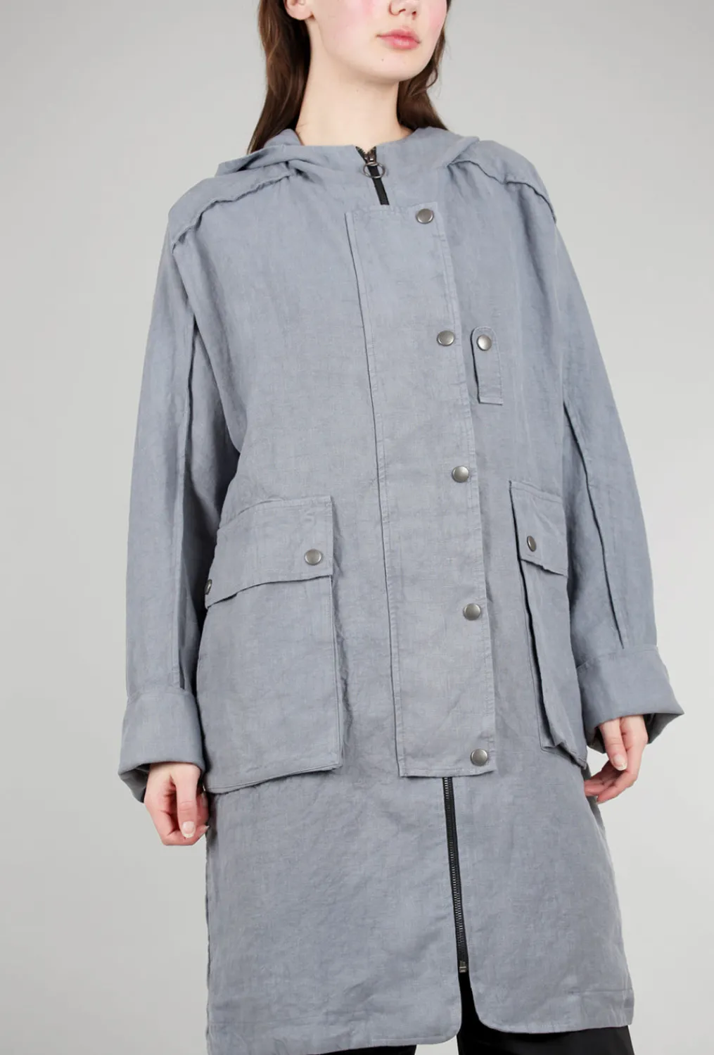 Cheap Evie Lou Zip & Snap Placket Jacket, Blue-Gray