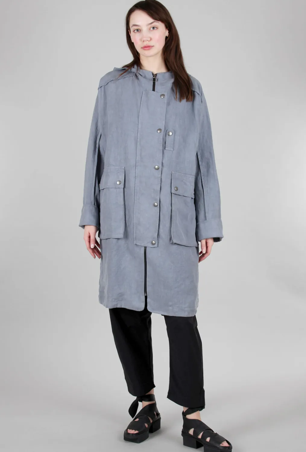 Cheap Evie Lou Zip & Snap Placket Jacket, Blue-Gray
